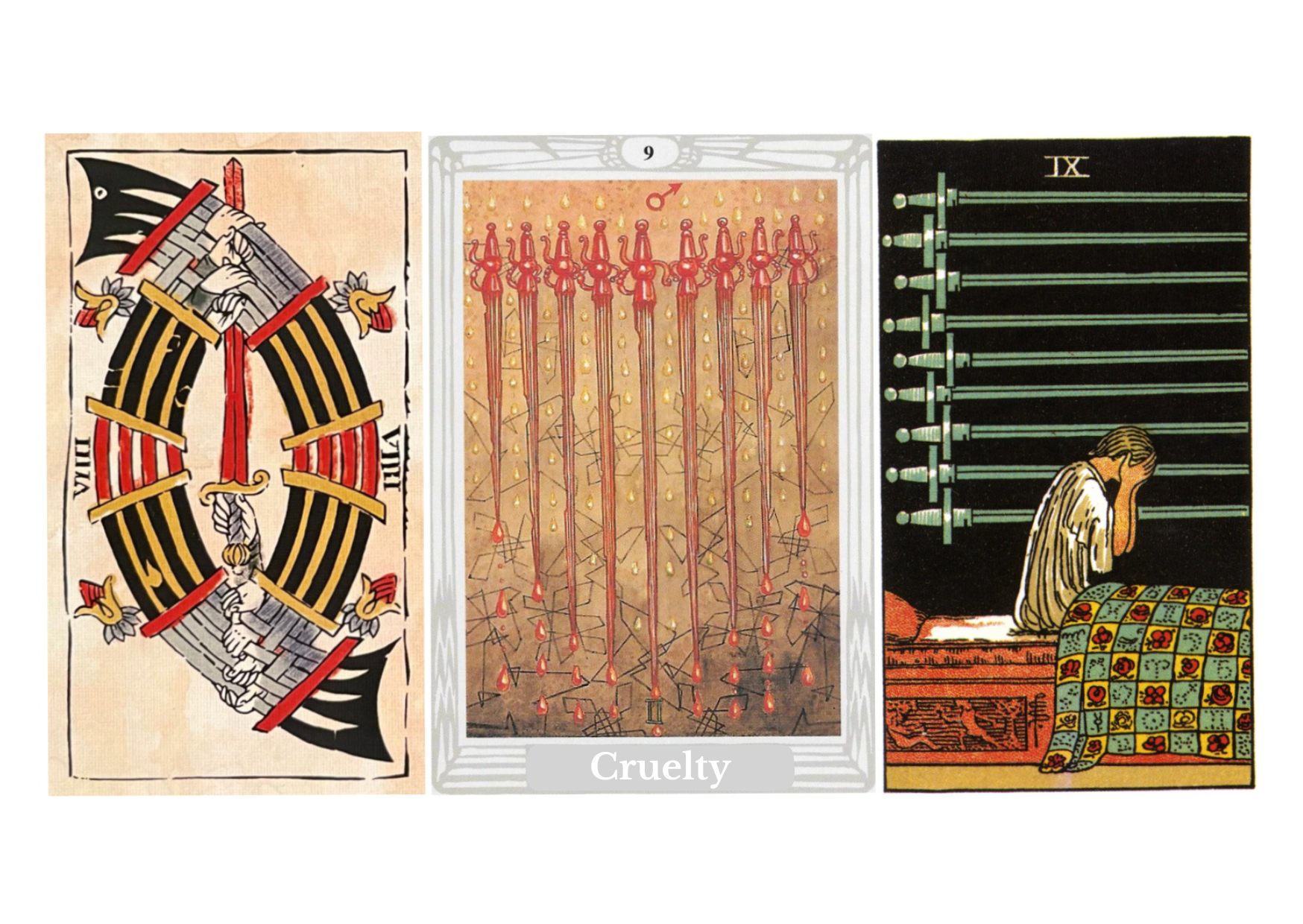 Nine of Swords Tarot Meaning — Explore the upright and reversed meanings of the Nine of Swords in love, career, health, spirituality, symbolism, yes or no guidance, and emotional interpretation.