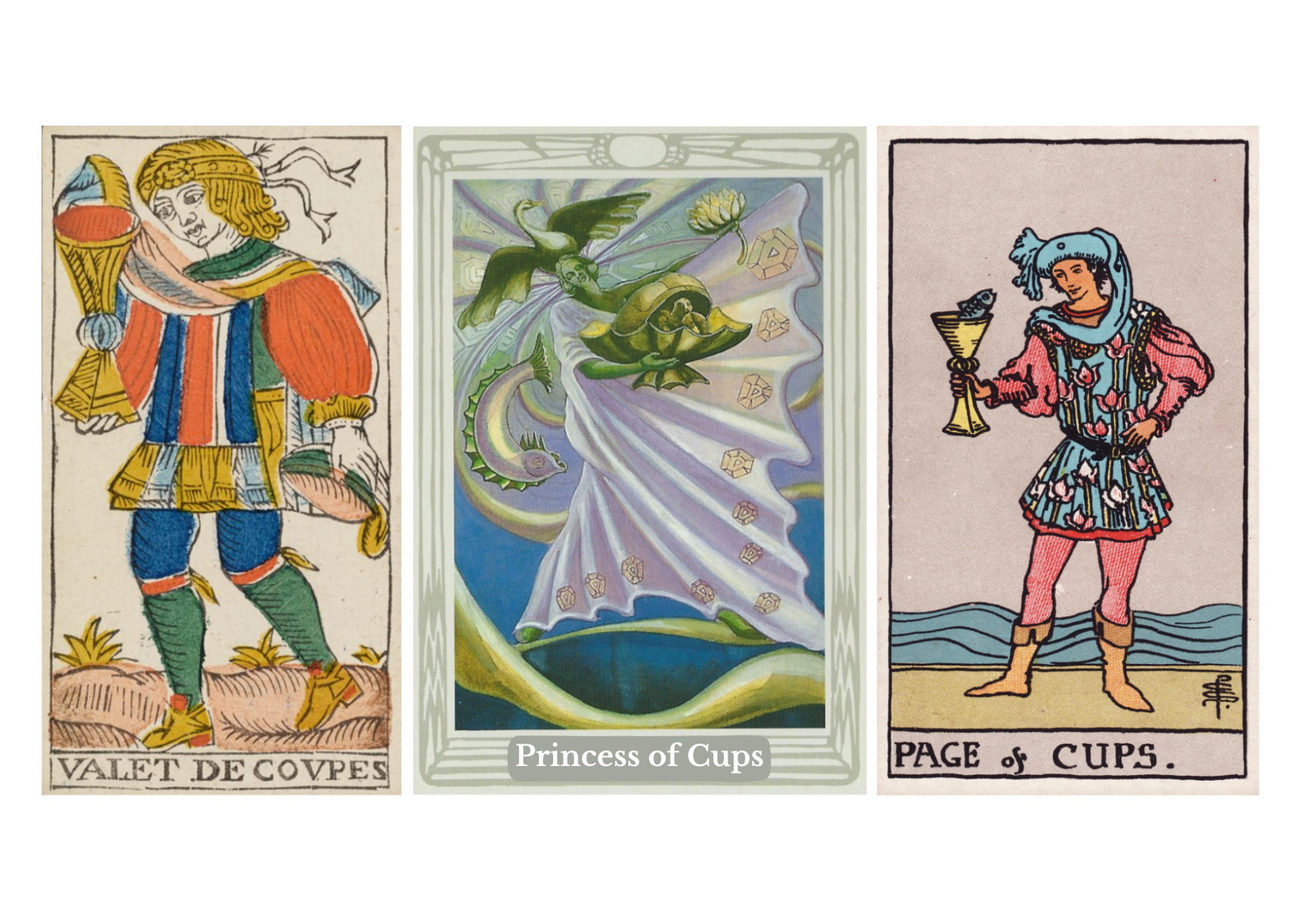 Page of Cups tarot meaning explained: a card of emotional openness, intuition, innocence, creativity, messages, beginnings in love, spirituality, upright and reversed meanings, symbolism, psychology, and its place in the Fool’s journey.