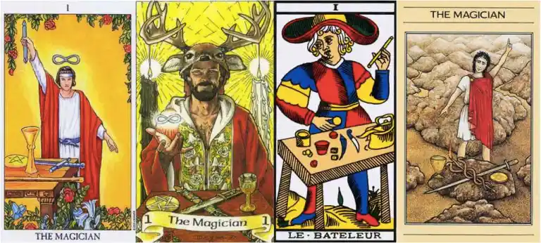 Discover the meaning of The Magician tarot card — symbolism, psychology, spirituality, manifestation, and how this archetype teaches The Fool to turn potential into reality, leading into The High Priestess.