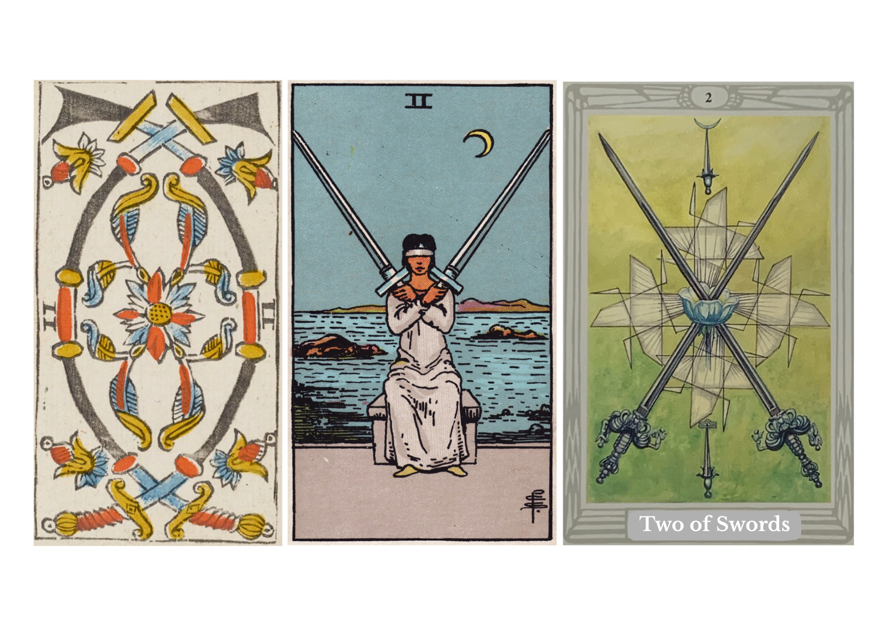Two of Swords tarot meaning explained: a card of difficult choices, emotional blockage, inner conflict, silence, hesitation, intuition vs logic, upright and reversed meanings, symbolism, guidance in love, career, and the Fool’s journey.