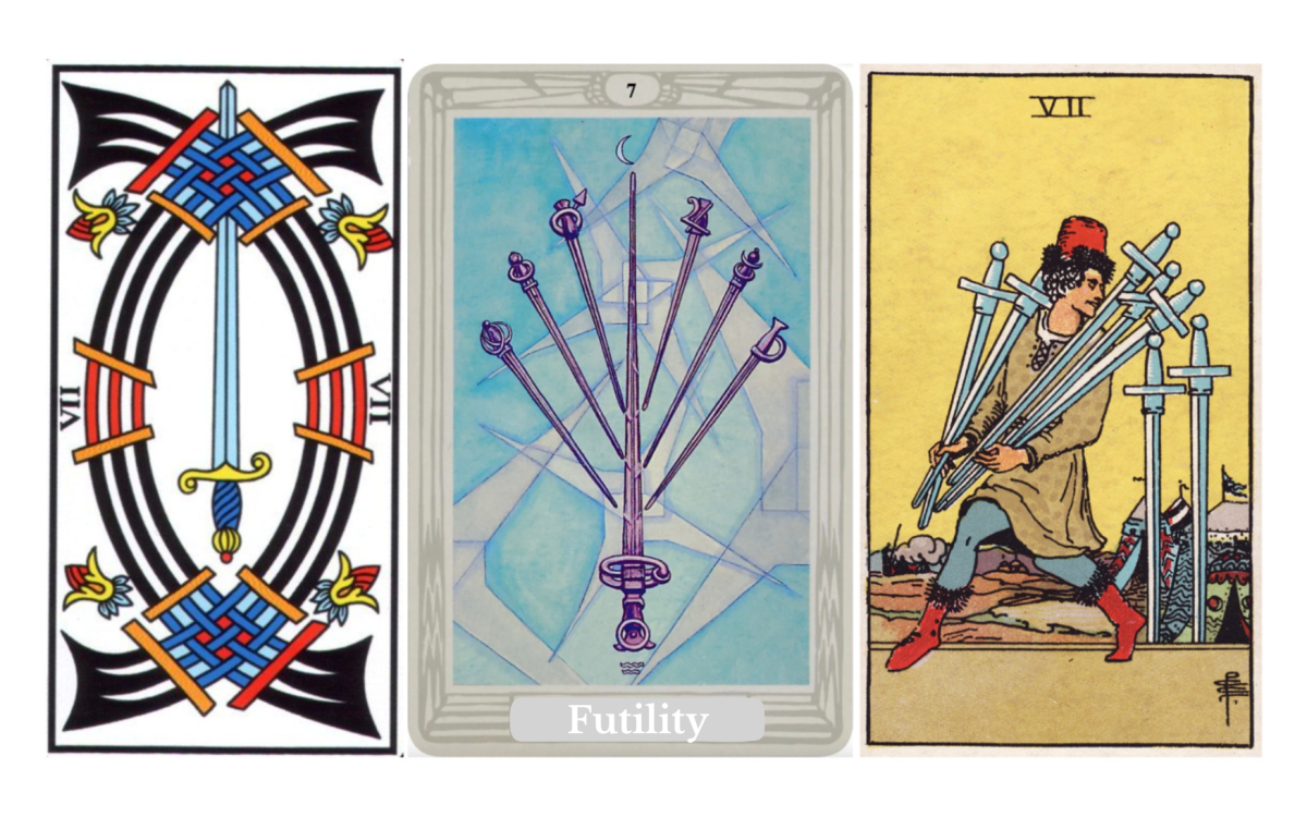 Seven of Swords Tarot Meaning – Discover the upright and reversed meanings of the Seven of Swords in love, career, health, spirituality, symbolism, and yes or no interpretation.